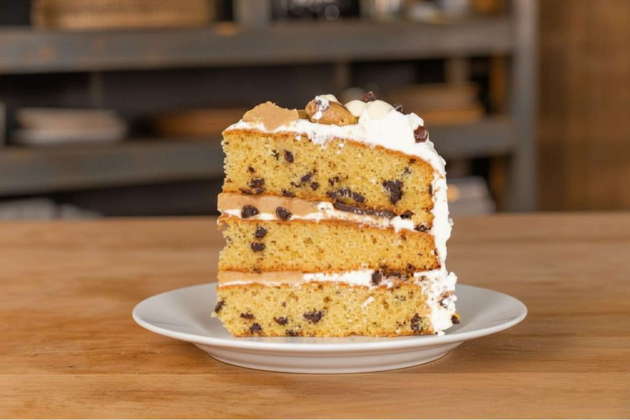 cookie dough cake slice